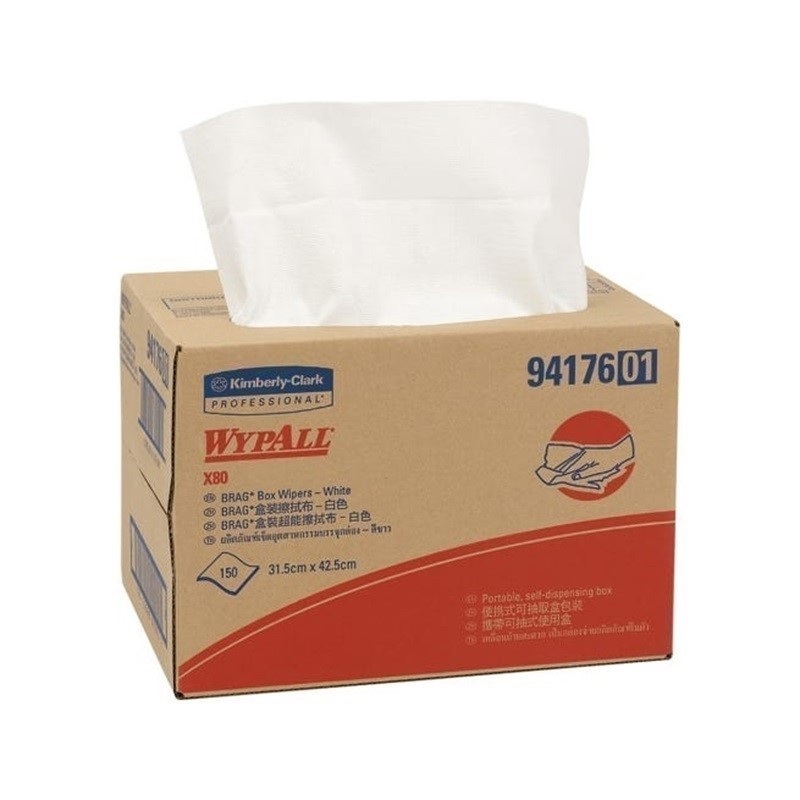KIMBERLY-CLARK WYPALL Self-Dispensing Box of 150 Heavy Duty Cleaning Wipes,