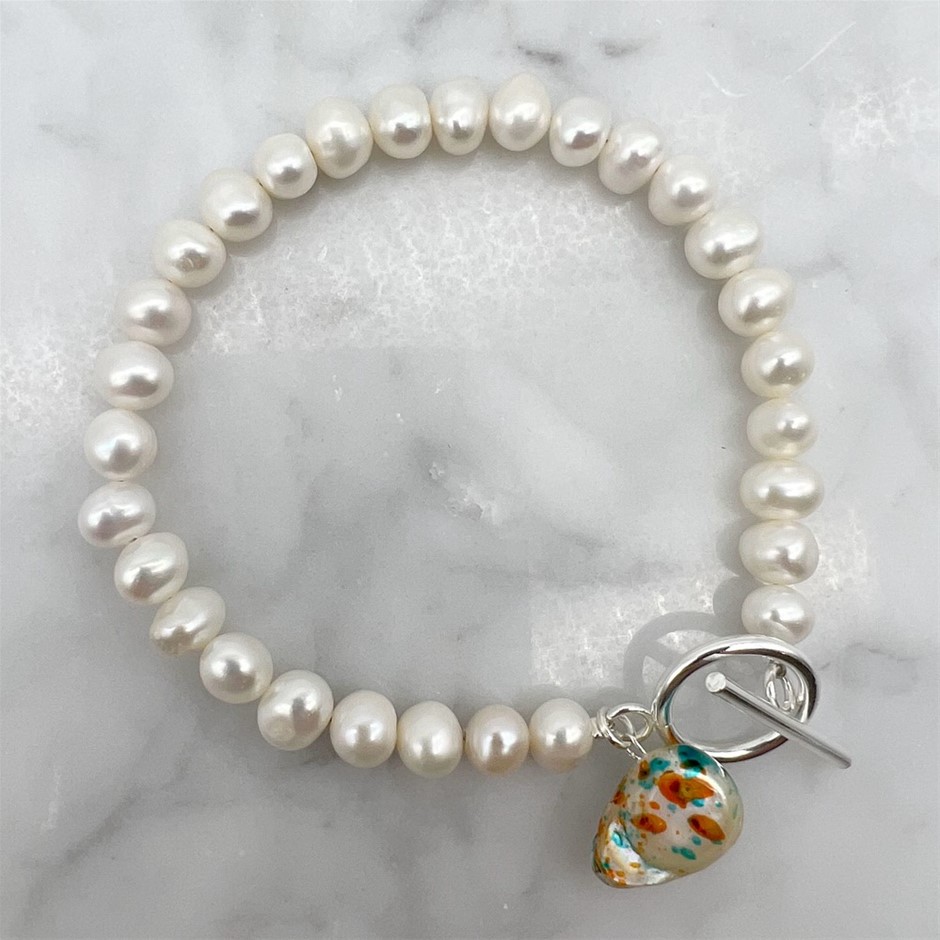 7-8mm NPearl with 'O' Toggle & Dangling Blister Pearl Bracelet