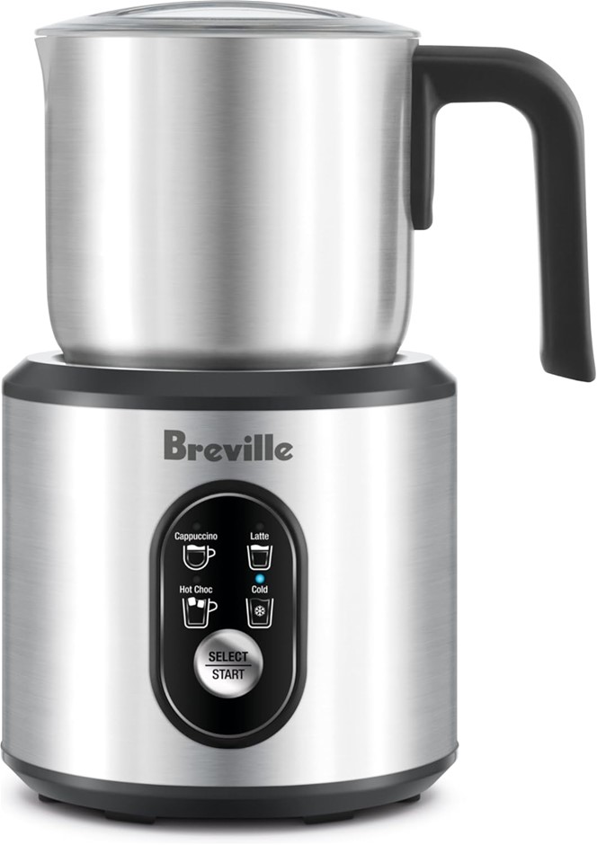 BREVILLE The Choc & Cino Milk Frother, Brushed Stainless Steel, LMF200PSS.