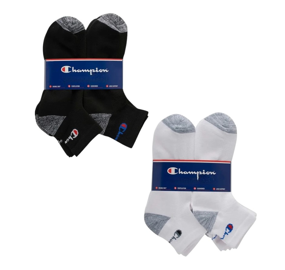 8 Pairs x CHAMPION Men's Quarter Crew Socks, Size 6-10, Assorted Colours. N