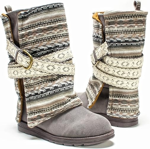 MUK LUK Women's Nikki Belt Wrapped Boot, US 6 Grey (17088) Buyers Note - D