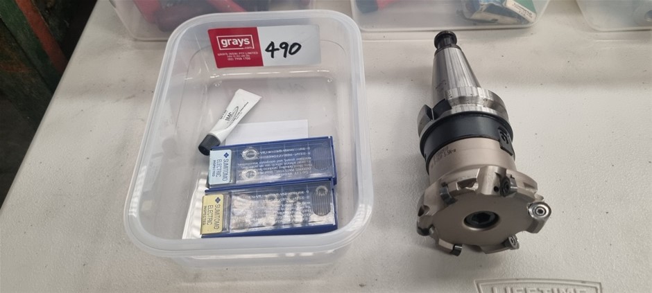 BT40 Arbor and 80mm tipped Milling cutter with inserts