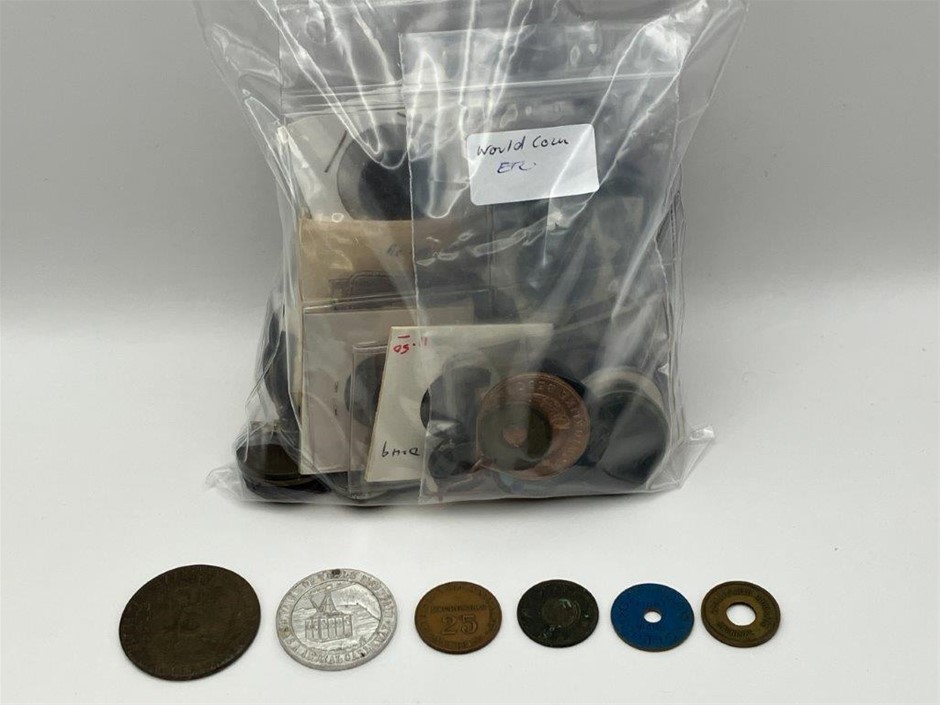 Approx. 131 x Assorted World Tokens, Checks, and Medallions