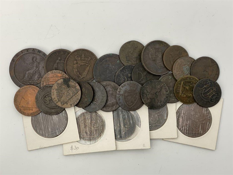 Approx. 28 x Asstd Great Britain & Ireland Penny & Half Penny Tokens