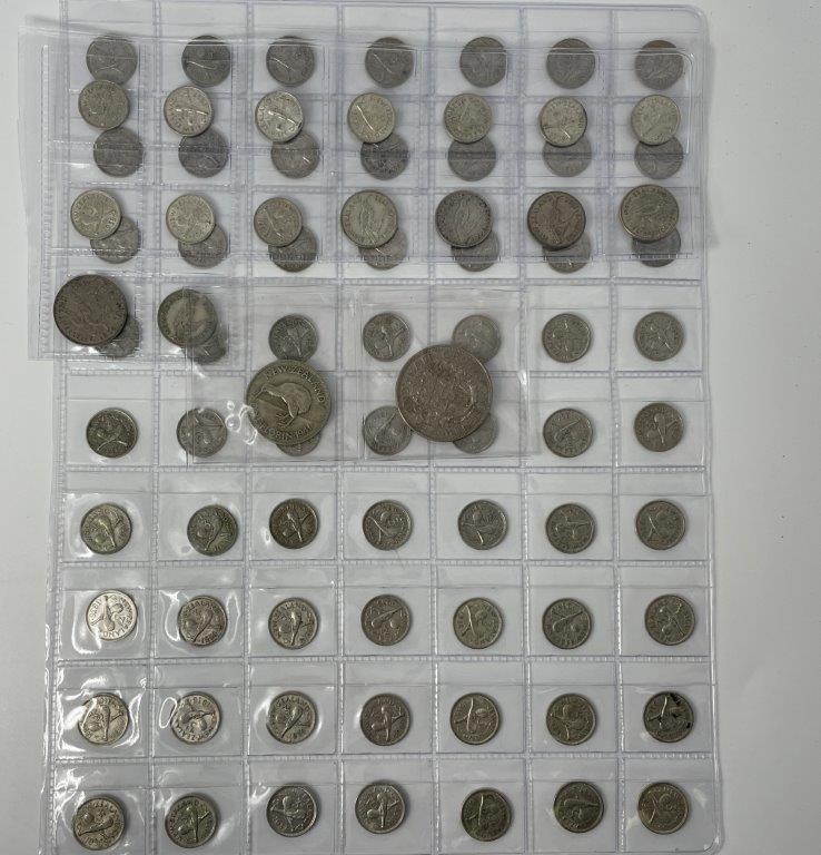 Approx 81 x Asstd NZ Pre-Decimal Silver Coins George V-QEII c.1933-46