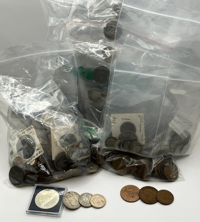 A Large Assortment of World Coins, Pre/post 1900s