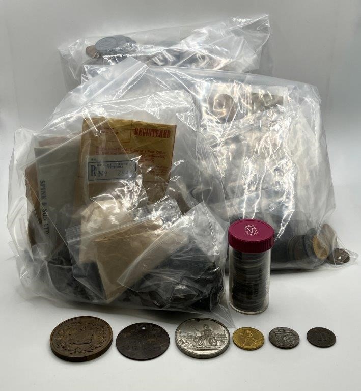 Approx. 1000 x Assorted World Tokens, Medals & Coins Pre/Post 1900s
