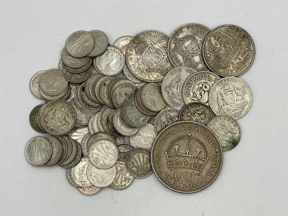 Approx. 93 x Asstd AU George V - QEII Pre-decimal Silver Coins