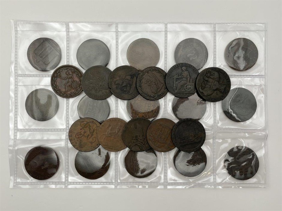 Approx. 26 x Asstd Great Britain Half Penny Tokens Pre/Post 1800s