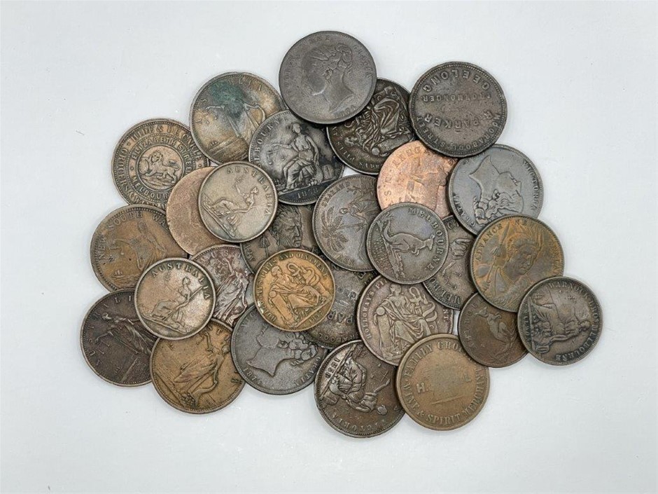 Approx. 27 x Asstd AU & NZ Half-penny & One Penny Tokens