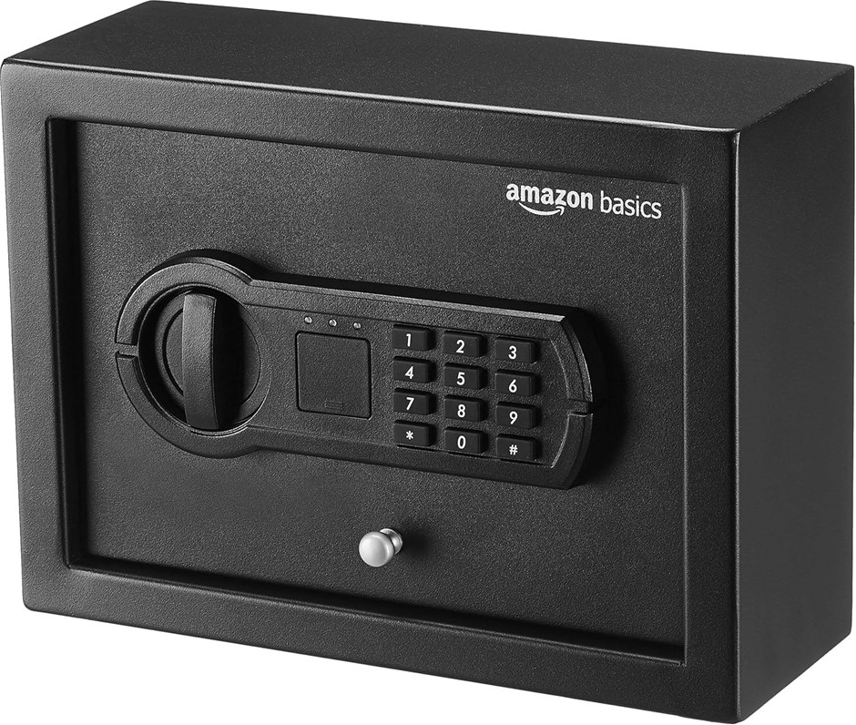 Amazon Basics Small Slim Desk Drawer Security Safe with Programmable Electr