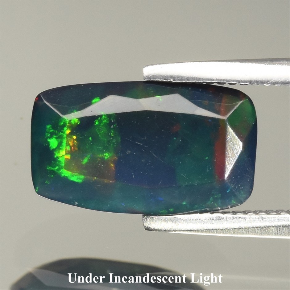 0.93ct Cushion Facet Cut Play Of Color Black Opal Gemstones - 1Pc