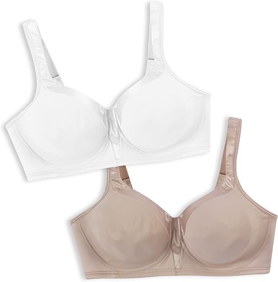 Playtex womens 18 Hour Silky Soft Smoothing Wireless Bra (pack of 2). White