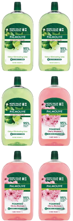 6x Palmolive Antibacterial Liquid Hand Wash Soap Lime Odour Neutralising Re