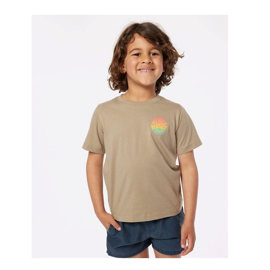 RIP CURL Boy's Icon Short Sleeve Tee, Size 5-6, Sand Dune. RRP: $29.99.  Bu