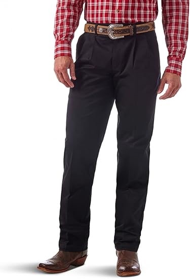 WRANGLER Men's Pleated Front Casual Pant, Black, 29W x 34L.  Buyers Note -
