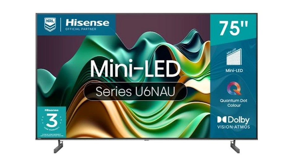 HISENSE 75 Inch U6NAU QLED Mini-LED 4K Smart TV 75U6NAU. NB: Has Been Used,