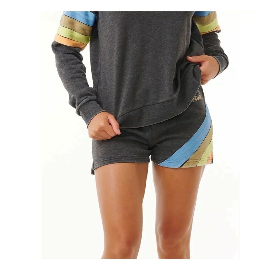 RIP CURL Women’s Surf Revival Fleece Shorts - Washed Black, Size XL. RRP: $