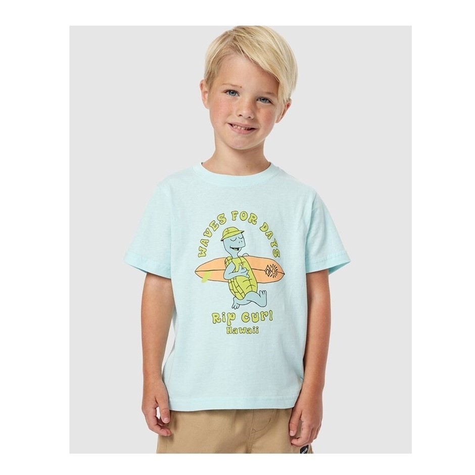 RIP CURL Boy's Tube Town Waves T-Shirt, Size 5-6,  Australia Light Blue. RR