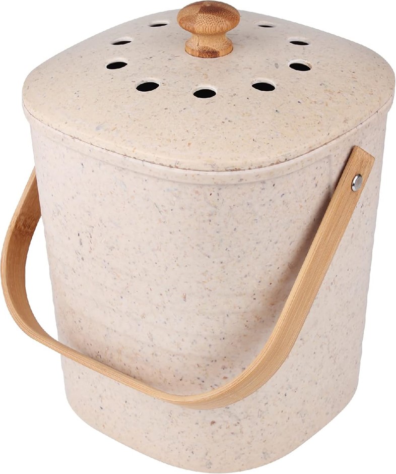 ECO BASICS Compost Kitchen Waste Bin (Pebble). NB: Damaged During Storage,