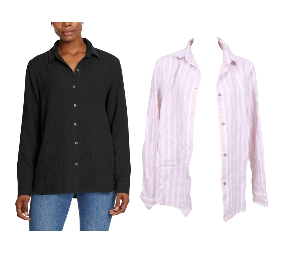 2 x BOSTON TRADERS Women's Shirt, Size XL, Black & PinkCloud/White, 217875.