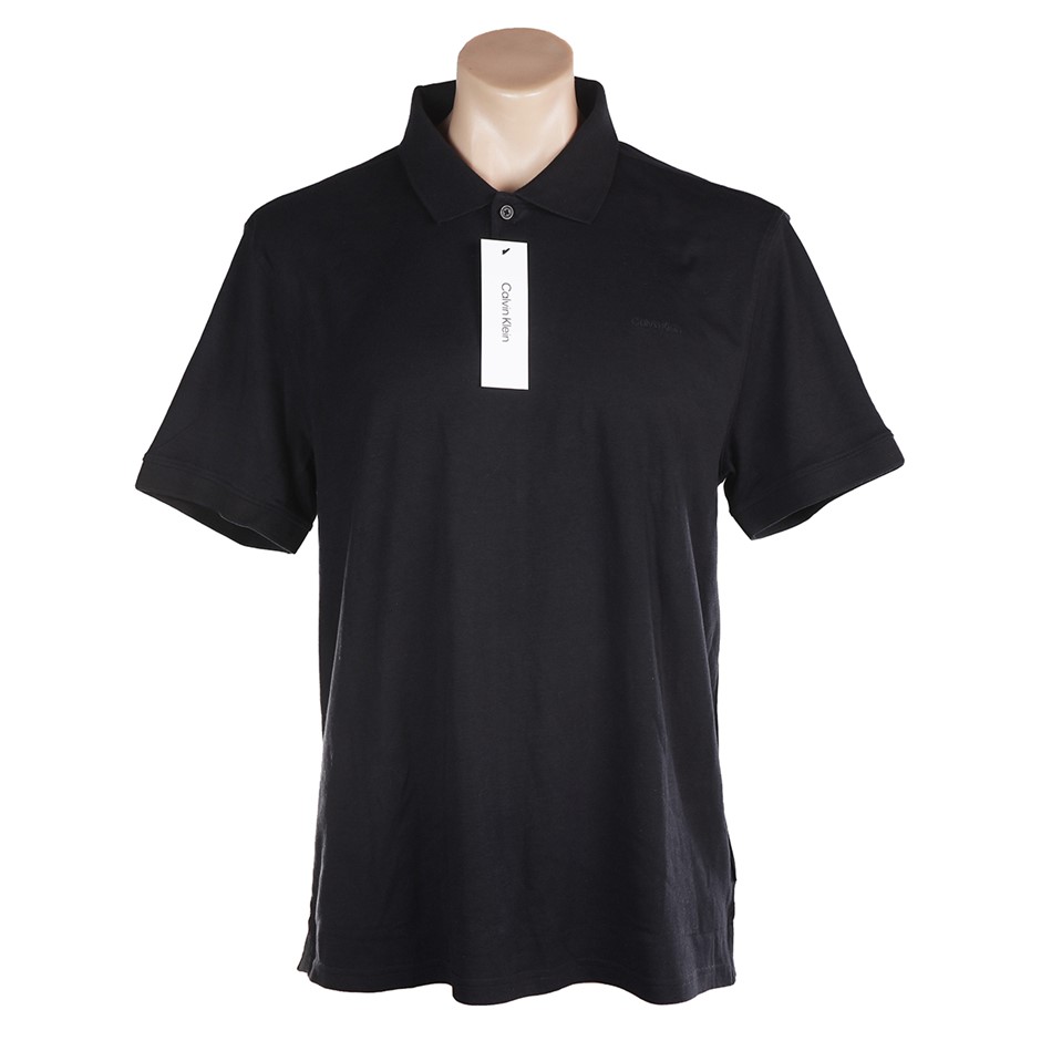 CALVIN KLEIN Men's Liquid Touch Polo, Size S, 100% Cotton, Black (001), 40M
