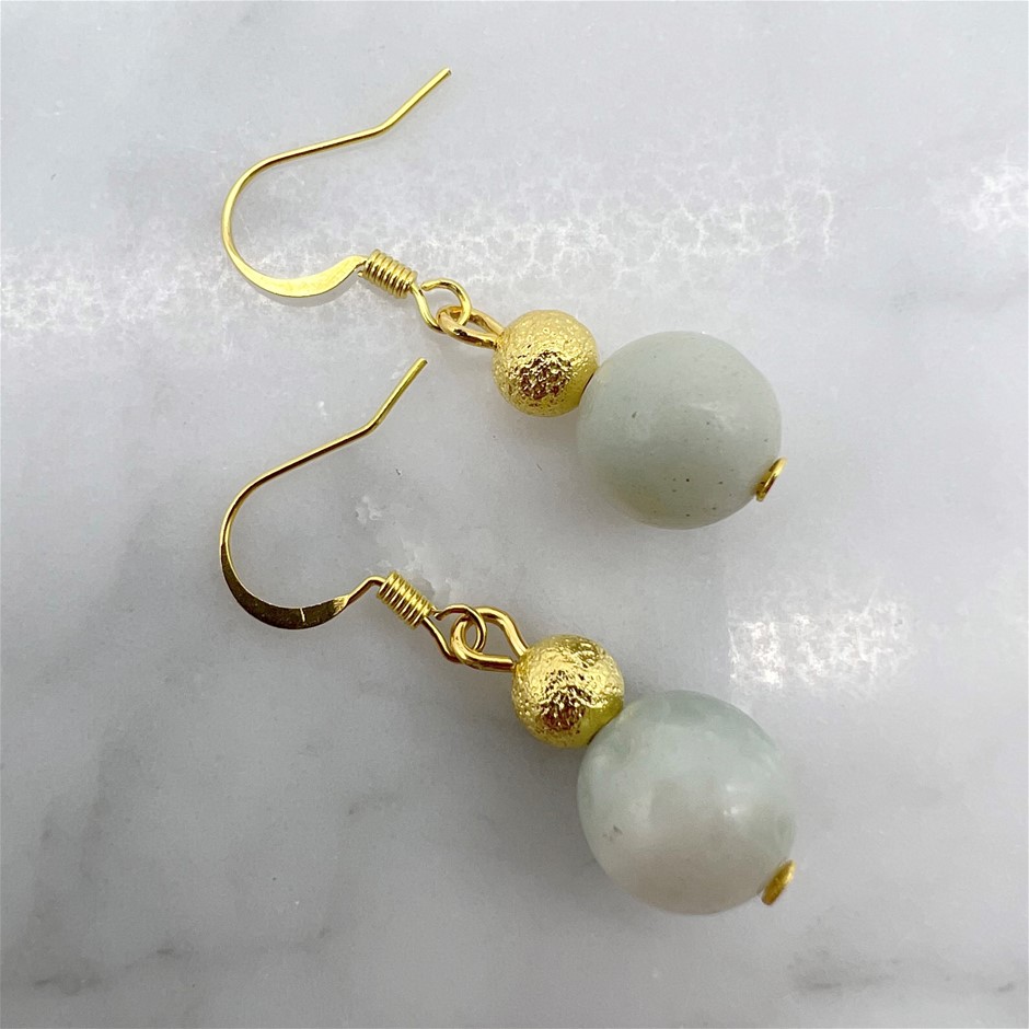 Amazonite Gemstone Gold Stardust Drop Earrings