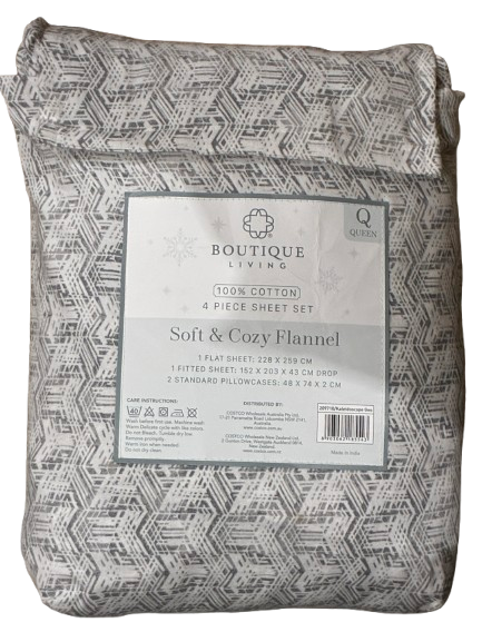 BOUTIQUE LIVING 4pc Sheet Set, Queen, Kaleidoscope Geo.