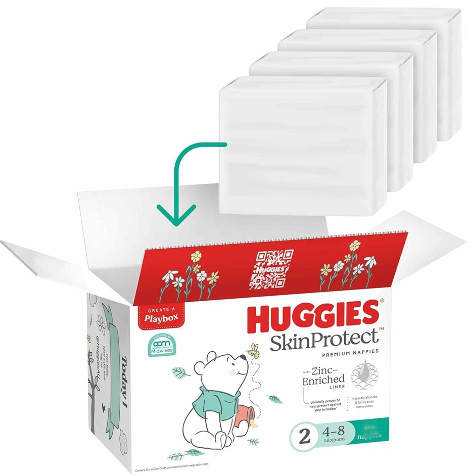 HUGGIES Unisex Ultimate Nappies Size 2 Infant (4-8 kg) 200 Nappies NB: Dama