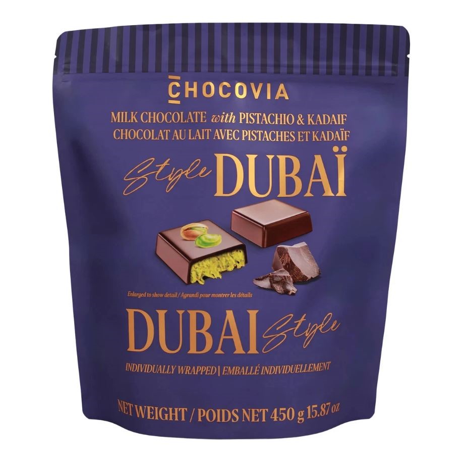 2 x CHOCOVIA Dubai Style Milk Chocolate w/ Pistachio & Kadaif, 450g. N.B: D