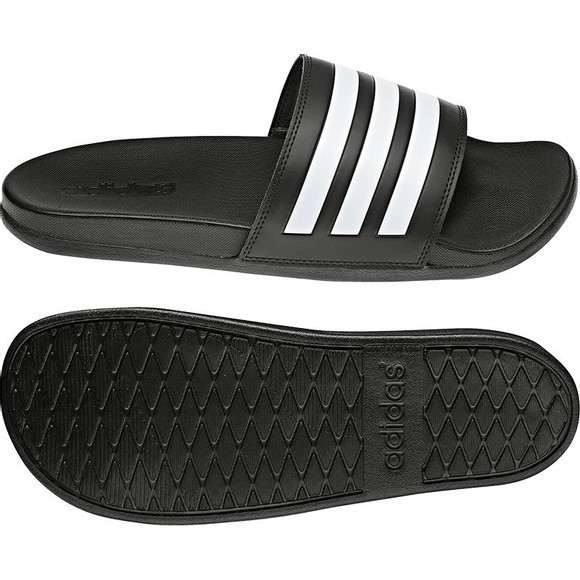 ADIDAS Adilette Comfort Slides, Size US11/UK11, Black/White/Black. Buyers