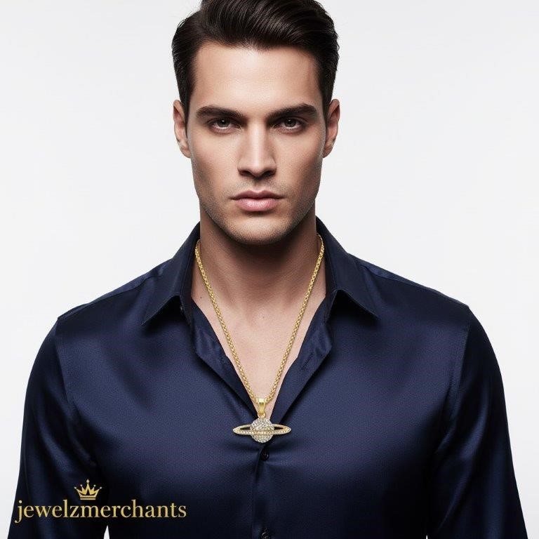 Italy 925 Silver Hip Hop Men's Necklace (Stamps)-Free Chain