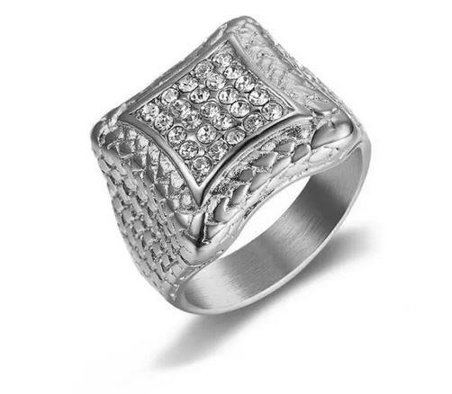 Italy 925 Silver Hip Hop Men's Ring (Stamps)-12 US