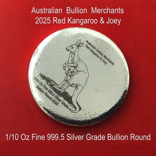 1/10 Oz 999.5 Silver Red Kangaroo & Joey 2025 Australian Merchants Round