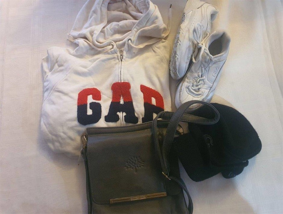Mulberry Shoulder Bag, GAP Hoody, New Era Cap & FILA Rubber Shoes
