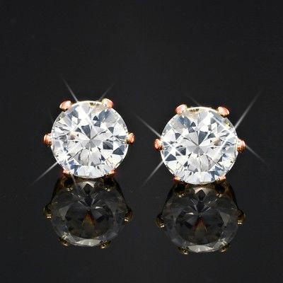 Designer Simulated Diamond Stud Earrings in Rose