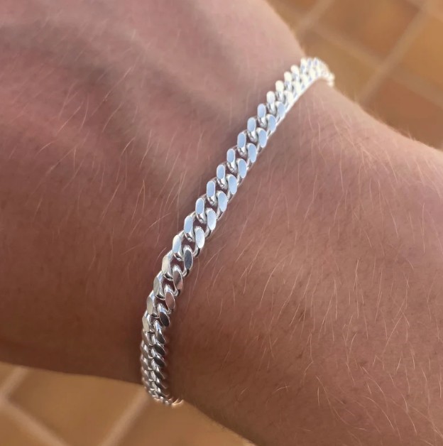 Classic Silver Plated Curb Chain Bracelet 7.5 inches