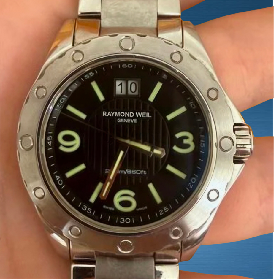 Raymond Weil Tango Sport 44mm Black Dial Date Quartz 8100-ST-05207 WxO COA