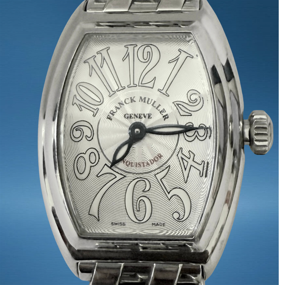 Franck Muller Conquistador Silver Guilloche Dial 8005 L SC 28mm BxP COA