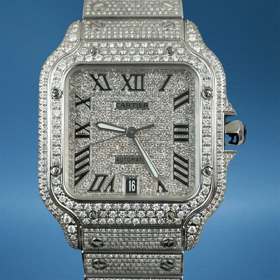 Cartier Santos de Cartier - Large Custom Diamond WSSA0037 2024 BxP & COA