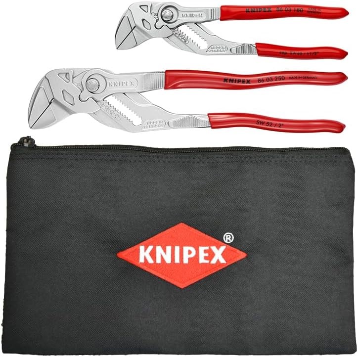 NIPEX 2 Pc KNIPEX 2 Pc Pliers Wrench Set w/Keeper Pouch, Red