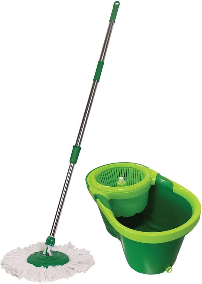 SABCO Clean Spin Mop and Bucket System, Green. NB: Screw thread for mop is