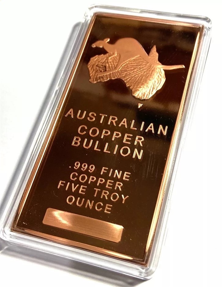 5 OZ Australian Sydney Harbor Bridge Ingot 999 Copper Bullion in Cap