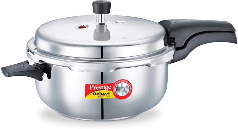 PRESTIGE 5L Alpha Deluxe Induction Base Stainless Steel Deep Pressure Pan