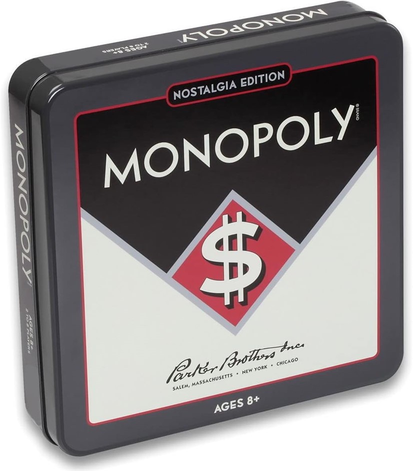 WS GAME Monopoly Board Game Nostalgia Tin. NB: Minor dings/dent, some minor