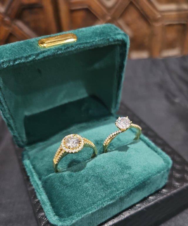 2pcsx1.0ct GRA Moissanite 18k Solid Yellow Gold Vermeil Ring (S925) -9US