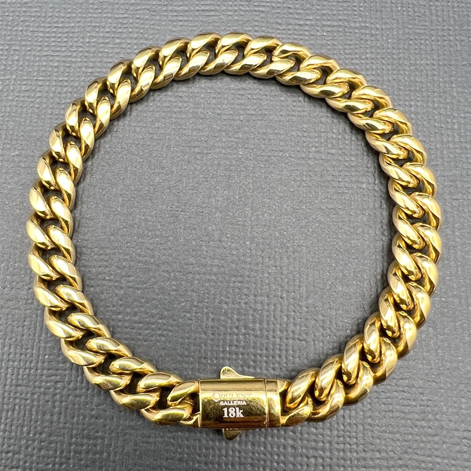 18K Gold-Filled Cuban Chain Bracelet, 8MM Wide - 19cm