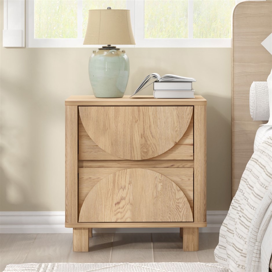 BYRON Bedside Table with 2 Drawers for Bedroom or Living Room. NB: Missing