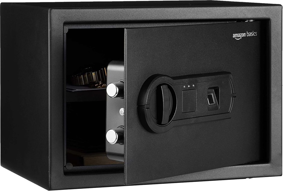 AMAZON BASICS Steel Home Security Safe with Programmable Biometric Fingerpr