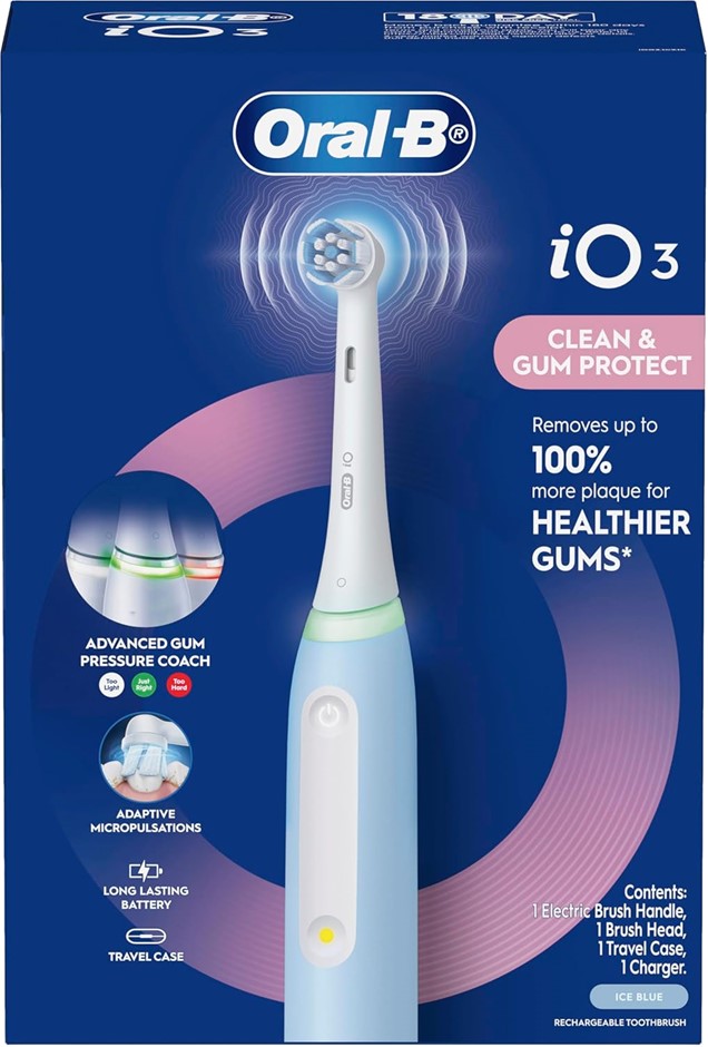 ORAL-B iO Series 3 Electric Toothbrush, Ice Blue.